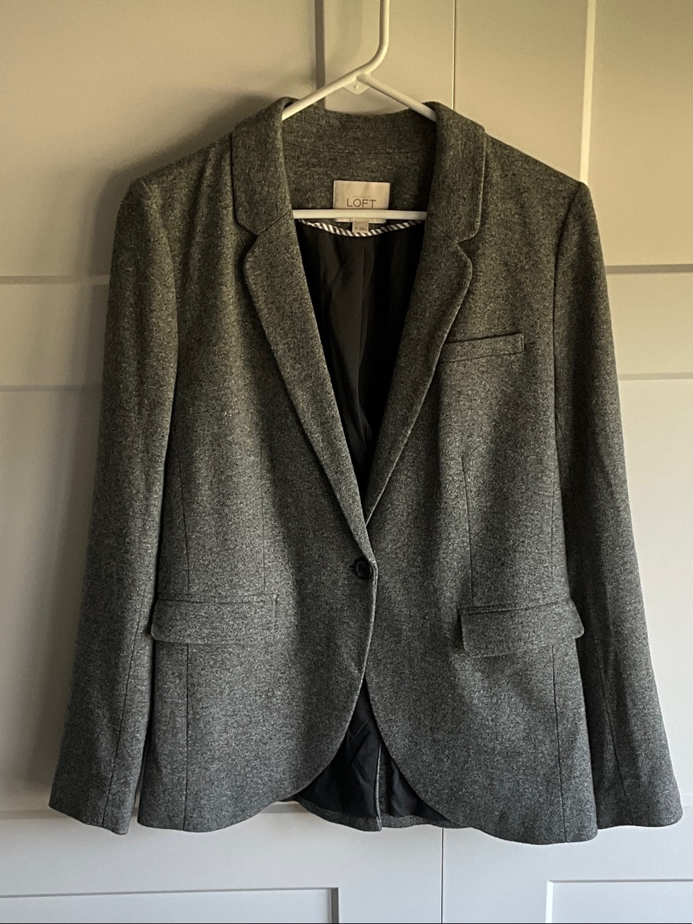 LOFT Women's Charcoal Gray Single-Button Blazer